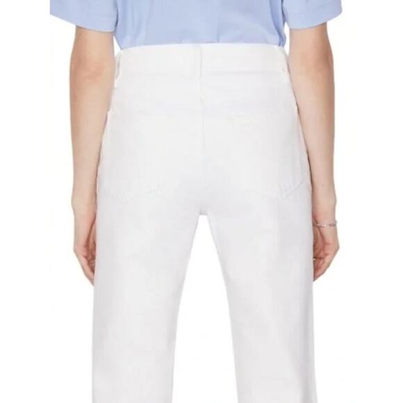 Frame Denim Le Jane Crop Jeans Distressed Straight Leg High Rise White Size 27 - Picture 3 of 13